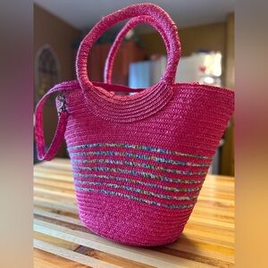 Pink Woven Tote Bag